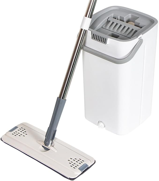 Hand Free Flat Mop for Household Washing Dry and Wet Dual-Purpose with Bucket