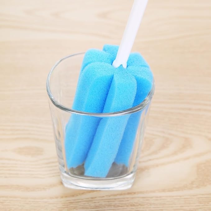 3pcs Household Glass Cup Long Handle Spon Brush Bottle Brush Cup Bottle