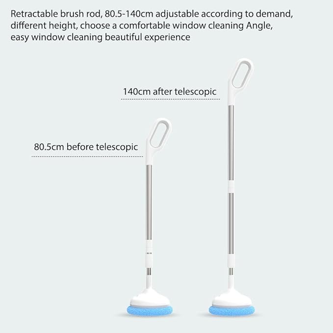 Electric Spin Scrubber Mop Cleaner Rechargeable Cordless with Adjustable Handle and Replaceable Brush Heads White - IPX7 Waterproof Long Battery Life Multi - Surface Cleaning