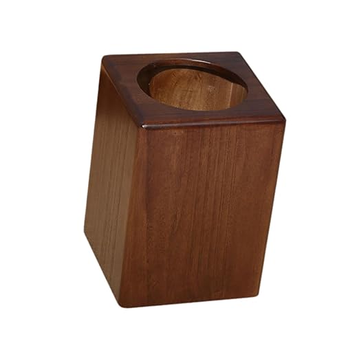 Trash Bin Square Waste Basket Minimalist Rustic Household Garbage Container Garbage Can for Bedroom Living Room Office Walnut Color