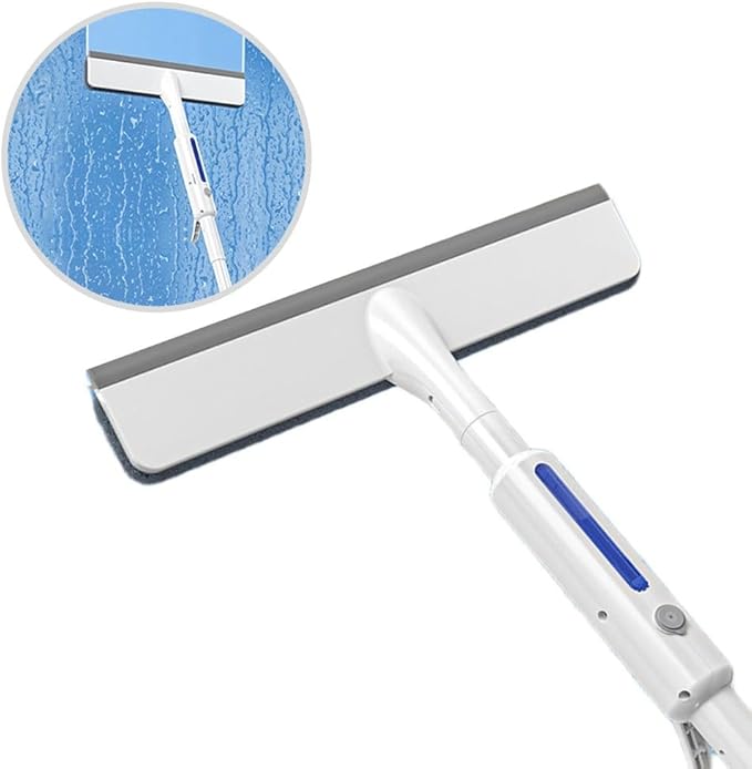 Telescopic Double Sided Window Cleaner with Spray Function and Scraper Glass Doors and Shower Screens