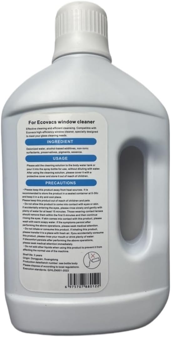 Original Window Cleaning Solution |Compatible with Ecovacs WINBOT W1PRO/W2 PRO/W960/W920/W880 1L Blue Chimes Scent Streak-Free Glass Cleaner with Eco-Friendly Formula