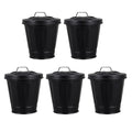 5pcs Mini Lidded Tiny Trash Can Set Galvanized Iron Desktop Organizer and Flower Pot for Living Room Bedroom Black 9x9.5x6cm Wastebasket for Tabletop Storage and Small Garbage