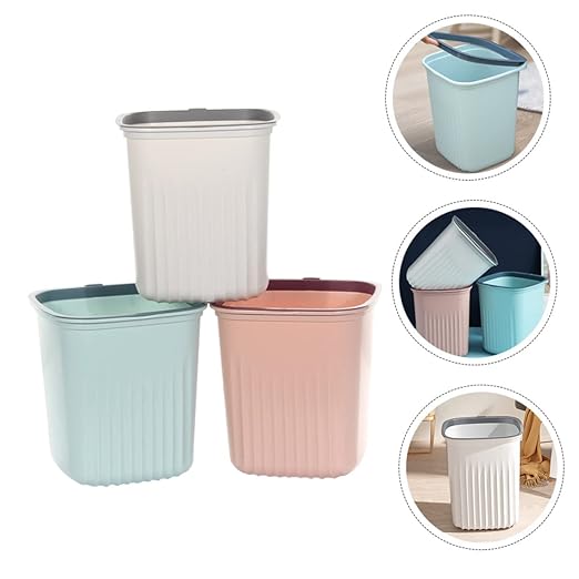 Amosfun 3pcs Wastebaskets Kitchen Trash Can Trash Basket Storage Basket Plastic Can Home Waste Bin