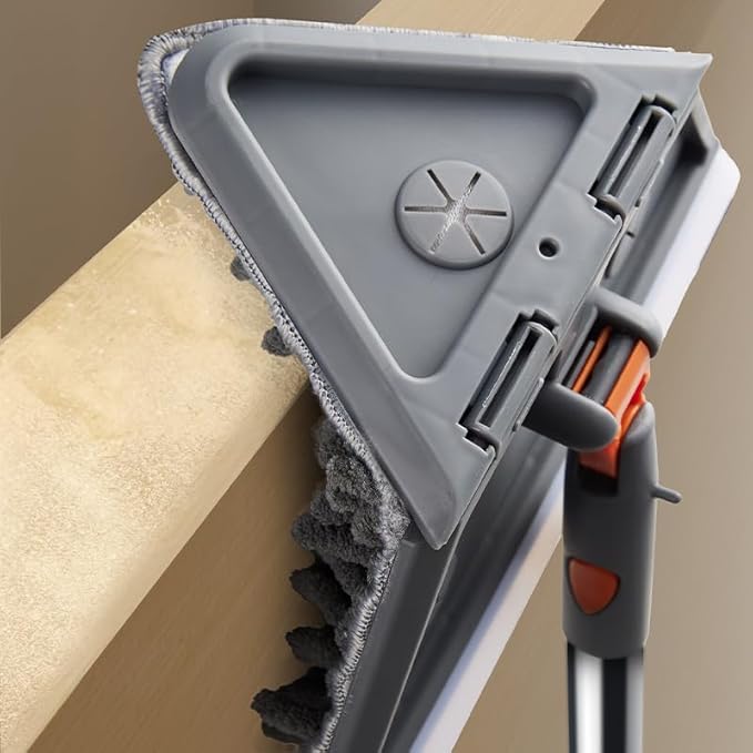 Triangle Microfiber Wall Cleaning Mop with Long Handle Adjustable Dry and Wet Dust for Floor Ceiling Window