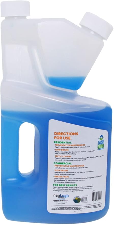 MegaMicrobesNo-Mixing Liquid Drain Septic Trap and Pump Treatment 32 Ounces in Convenient 32 oz Bottle (32