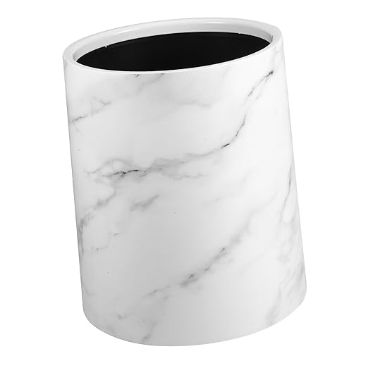 1piece Small Round Lidless Marble Wastebasket for Home Kitchen Office Decorative Garbage Container Stylish Waste Paper Bin Easy to Clean and Stable Structure