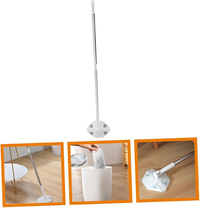 Retractable Dust Mop and Dry Dust Mop with Rotatable Head White for Household Floors and Walls Long Handle No-wash Design for Convenient Home Cleaning