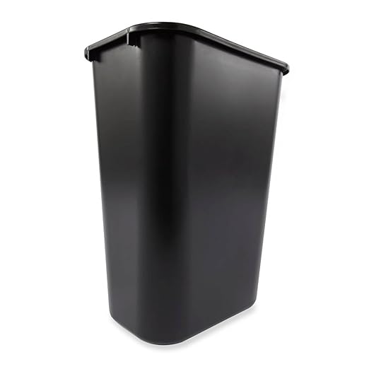 10 Gallon Plastic Trash Can Black Rectangular Commercial Office Wastebasket