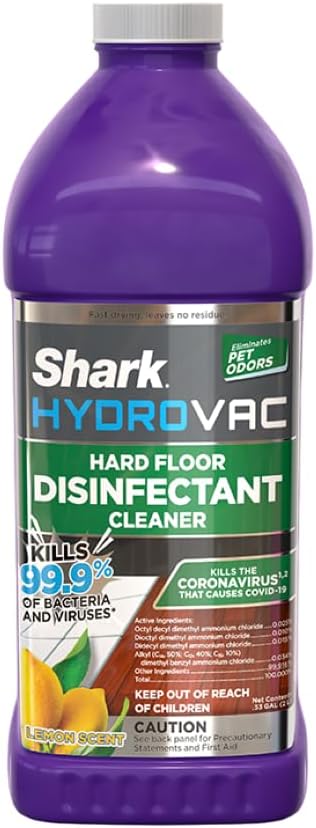 Shark HydroVac Household Disinfectant Cleaner Kills 99.9% of Bacteria &amp Viruses Compatible with Shark HydroVac 3-in-1 Multi-Surface Cleaners on Hardfloor Stone Laminate &amp Tile Purple WDC