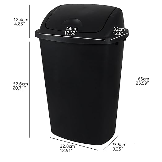 Yuright 4-Pack 13 Gallon Garbage Can with Swing Lid Plastic Kitchen Trash Can Black