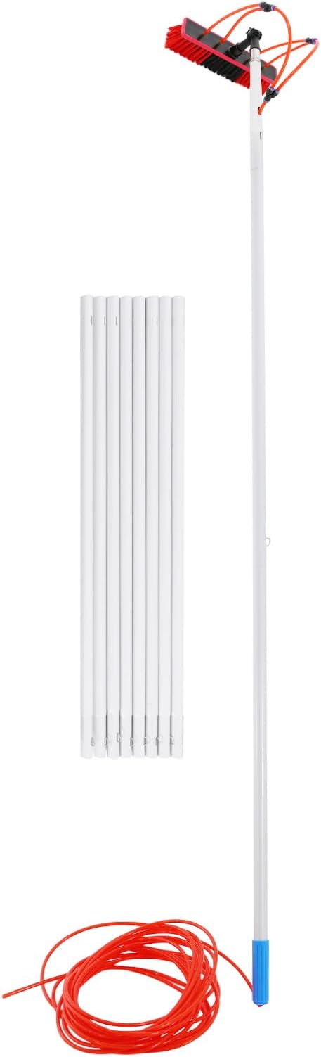 Cleaning Brush Kit for Solar PanelLength AdjustableWindow Cleaning Equipment Window Cleaning Tool Kit for Window Glass Outdoor and Indoor Glass Surfaces. (10 PolesBrush: 13.78 * 3.15in)