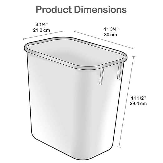 Acrimet Wastebasket Deskside Bin 3.25 Gallon/13 Quart/12 Liter (Plastic) (Black Color) (Set of 8)