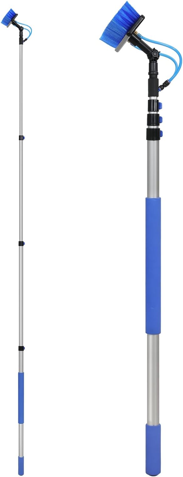 VEVOR Water Fed Pole Kit 20FT Solar Panel Cleaning Pole with Extendable Handle 180° Rotatable Brush Head &amp 65.6FT Hose Household &amp Outdoor Window Cleaner Tool for Caravan Solar Panel Deck