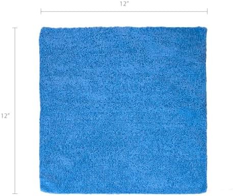 Eurow 200GSM Microfiber Cleaning and Drying Cloths with Dispenser Box Reusable Streak-Free Scratch-Free Ultra Absorbent Edgeless for All Surface Types 12x12in 50-Pack Blue