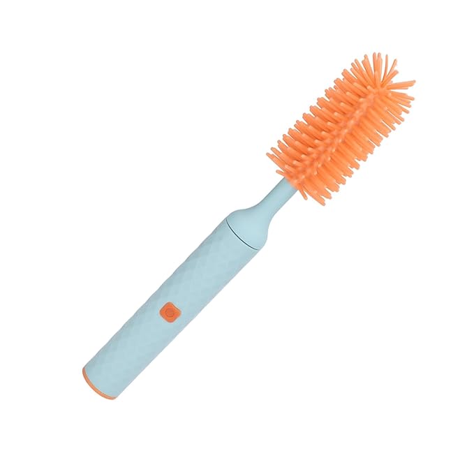 Electric Bottle Brush Set Bottle Cleaner Brush Wall Mounted Silicone 2 Speed Safety IP65 Waterproof for Straws (Blue)