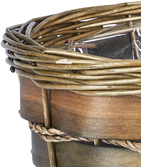 Household Essentials Haven Wicker Waste Basket Small Willow and Poplar Basket with Removable Plastic Liner Handwoven Decorative Compact Great for the Bathroom Bedroom or Office Green
