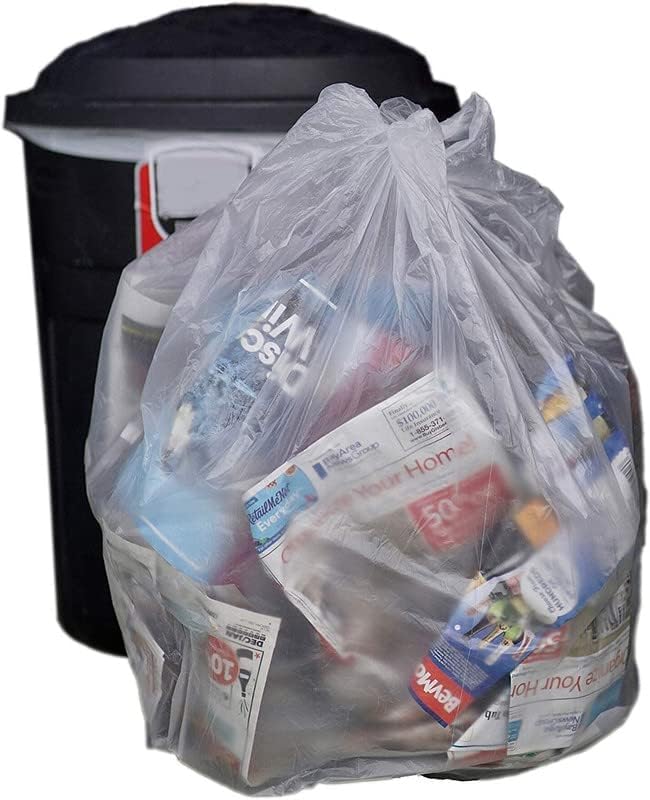 iMBAPrice 30-33 Gallon Trash Bags 250 Count Heavy Duty Clear Garbage Bags 32W x 38L Puncture-Resistant Can Liners for Kitchen Yard &amp Office - Made in USA