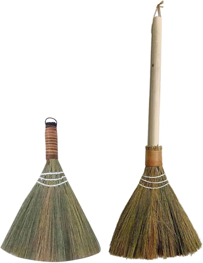 2pcs Hand Woven Broom Portable Cleaning Broom for Home Use Desk Duster Floor Sweeper Design for Dust Removal and Garden