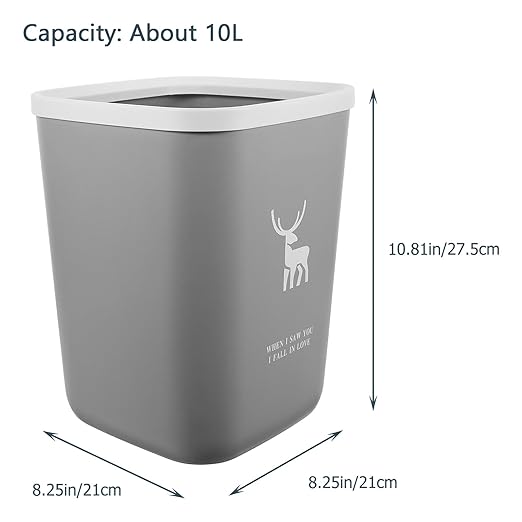 Garneck Gray No Lid Trash Can for Bedroom Bathroom Office Compact Wastebasket with Stable Structure Wear-Resistant Garbage Container for Home Kitchen Hotel Use
