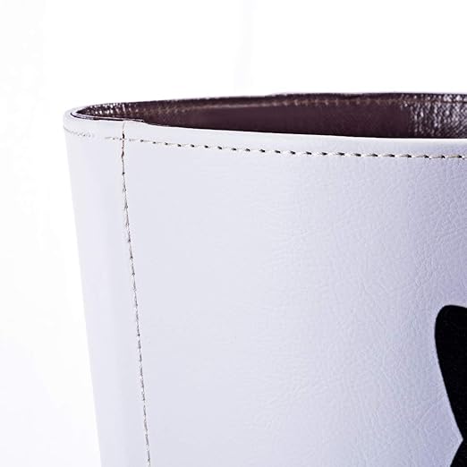 10L/2.64 Gallon Trash Can Decorative Waste Basket PU Leather Waste Paper Basket Waterproof Garbage Can for Bathroom Bedroom Office Kitchen and Living Room - Cat-1