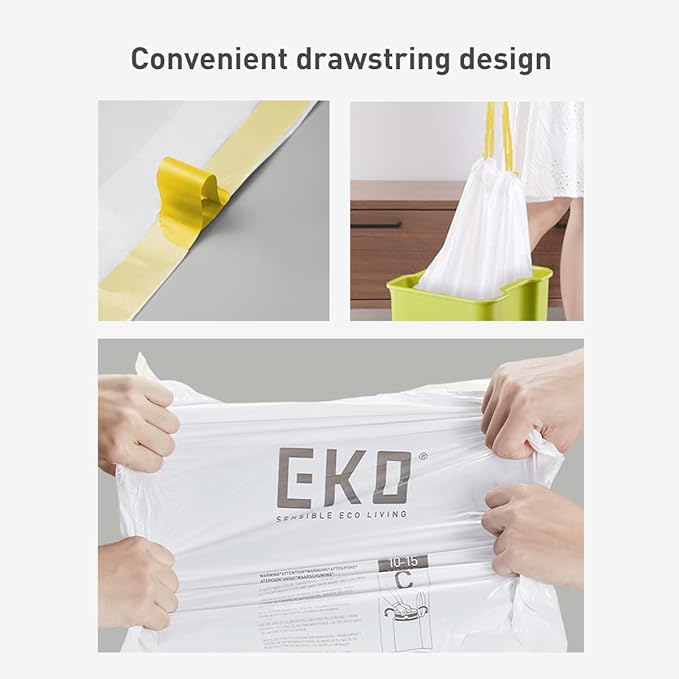 EKO Ultimate Trash Bag Starter Set – Includes 60 Count of 13 Gallon Easy-Dispense Drawstring Trash Bags plus 60 Count of 21 Gallon Easy-Dispense Drawstring Trash Bags