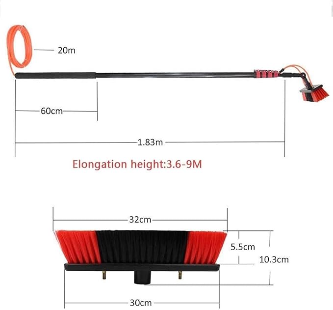 Telescopic Window Cleaner Telescopic Cleaning Brush Window Cleaning PoleWater Fed Telescopic Brush Water Fed Pole Kit Photovoltaic Panel Cleaning Tool 35Cm Brush Head Cleaning Photo (Color : 12ft/3.