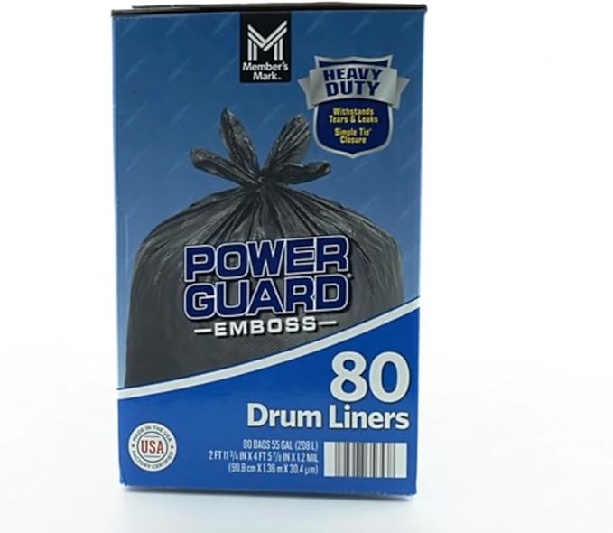 Member Mark Simple Tie Heavy Duty Black Trash Bags 55 gal. 80 ct.