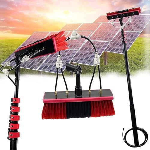 Window Cleaner with Telescopic Handle Photovoltaic Cleaning Telescopic Pole Telescopic Washing Brush Cleaning for Photovoltaic Solar Panels Windows55cm Brush20FT