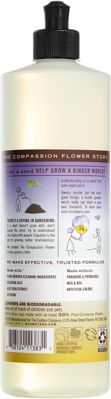 Mrs. MEYER'S CLEAN DAY Compassion Flower 4 Pack Variety Liquid Hand Soap 12.5 OZ Liquid Dish Soap 16 OZ Multi-Surface Everyday Cleaner 16 OZ Room Freshener 8 OZ 1 CT