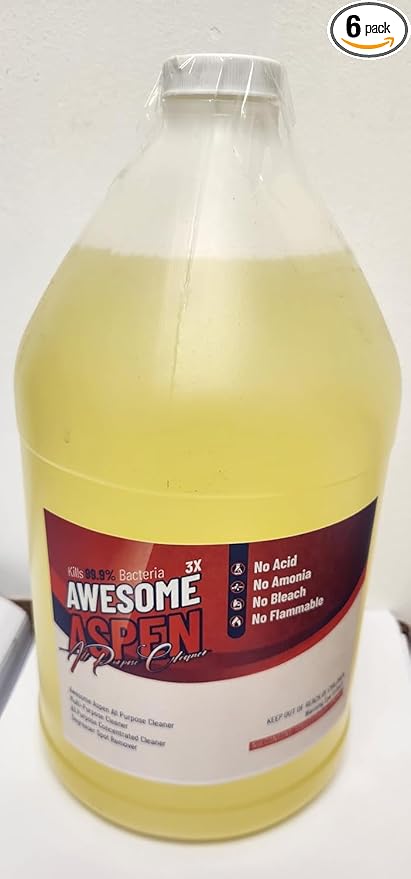 Aspen Awesome All Purpose Cleaner 2-Pack (128 oz Each) – Concentrated Formula Degreaser and Multipurpose Cleaner – Heavy Duty Bulk Cleaning Supplies for Home Auto Kitchen &amp Business (6 64oz)