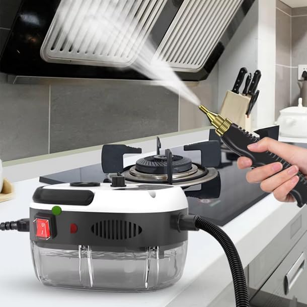 2500W High-Pressure Handheld Steam Cleaner – 1.5L Portable Steamer for Car Detailing Floors Kitchen Bathroom with 3 Attachments (01-White)
