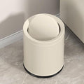 2.6GAL Off White Metal Bathroom Trash Can with LidDouble BucketSwing LidRound Waste Basket for BathroomBedroomOfficeHotelBank