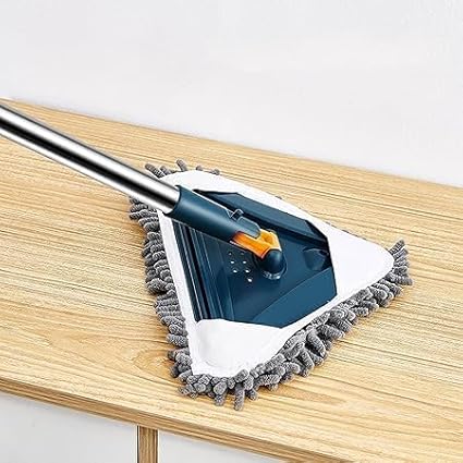 Wall Mop Cleaner Tool with Handles  Cleaning Tool for Floor Walls Ceilings and BaseboardsCeiling Cleaner Adjustable Triangle Cleaning Mop Extendable (White)