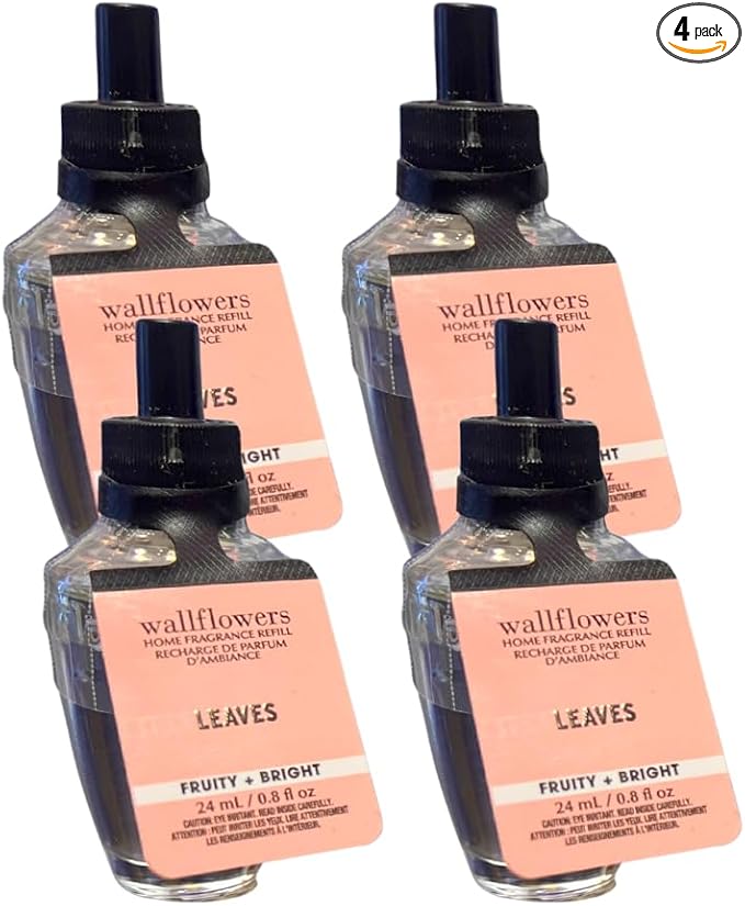 Bath &amp Body Works Leaves Wallflowers Home Fragrance Refill Bulbs 0.8 fl oz Each – Pack of 4