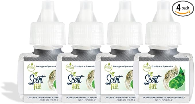 Scent Fill Eucalyptus Spearmint Plug in Air Freshener 4 Scented Oil Refills