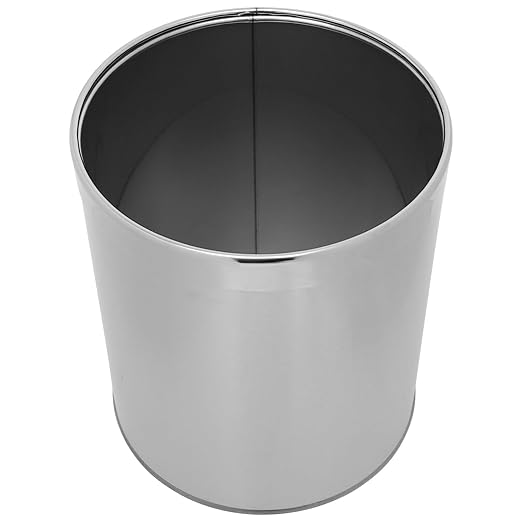 STOBAZA Compact Stainless Steel Trash Bin Chrome Trash Can for Bathroom Kitchen Waste Basket