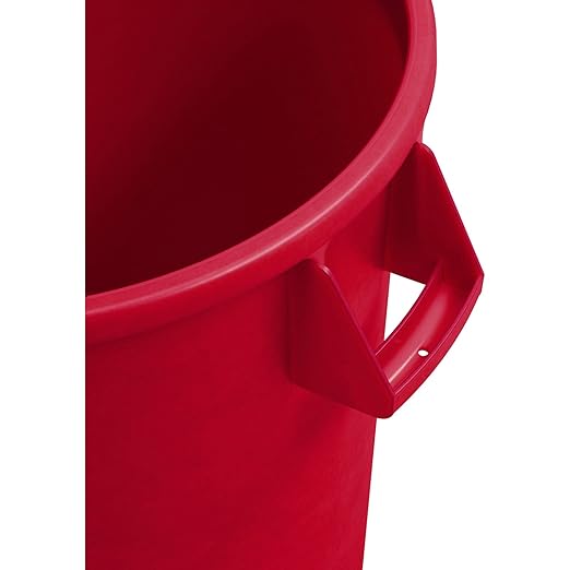 SPARTA Bronco 32 Gallon Trash Can Thick Polyethylene Bin NSF Certified Waste Container with Top Handles Bottom Handholds Reinforced Base and Stackable LLDPE 32 Gallon Red (Pack of 4)