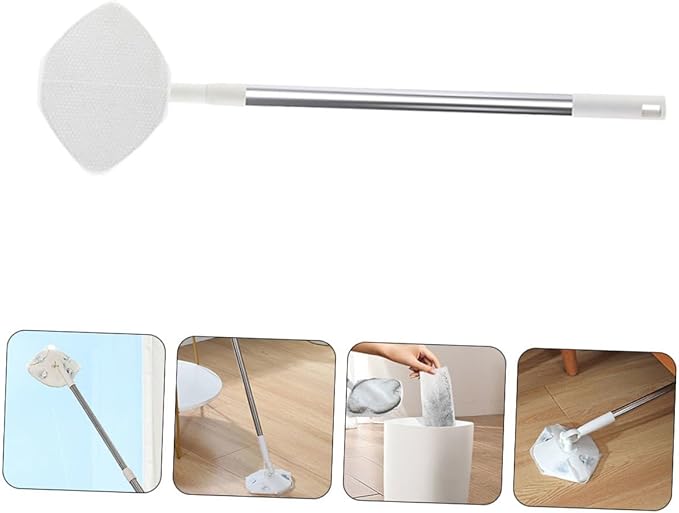 Dust Mop for Hardwood Floors and Sweeper Rotatable Triangular No-wash Cleaning Mop with Reusable Dry Tissue for Home Floor and Desktop Dust Removal
