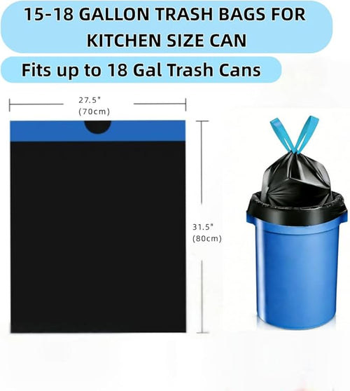 15-18 Gallon Trash Bags Drawstring1.2 MilUltra Large Trash Can Liners Heavy Duty Strong for Home Kitchen Office Lawn Commercial.(120 Count)