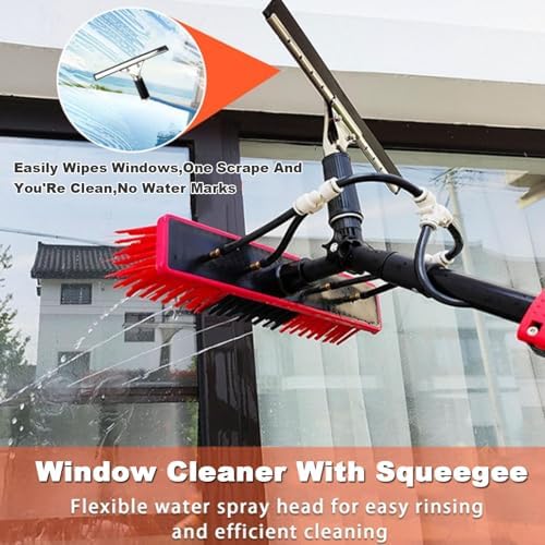 Glass Cleaning Brush Home Water Fed Telescopic Pole Kit Solar Panel Brush Rotating for Photovoltaic PanelWater Fed Pole Kit with Telescopic Pole 12-39 Feet Solar Panel Cleaning Brush with