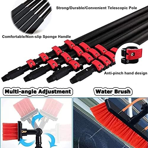 Water Fed Pole Telescopic Outdoor Window Cleaner Conservatory Roof Cleaner/Water Fed Extendable Brush/Window Clean Kit Roof Cleaning Tools with 20m Water Supply Hose24FT/7.2M