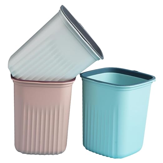 3pcs Lightweight Waste Basket Garbage Can Wastebasket Set for Bedroom Kitchen Hotel School
