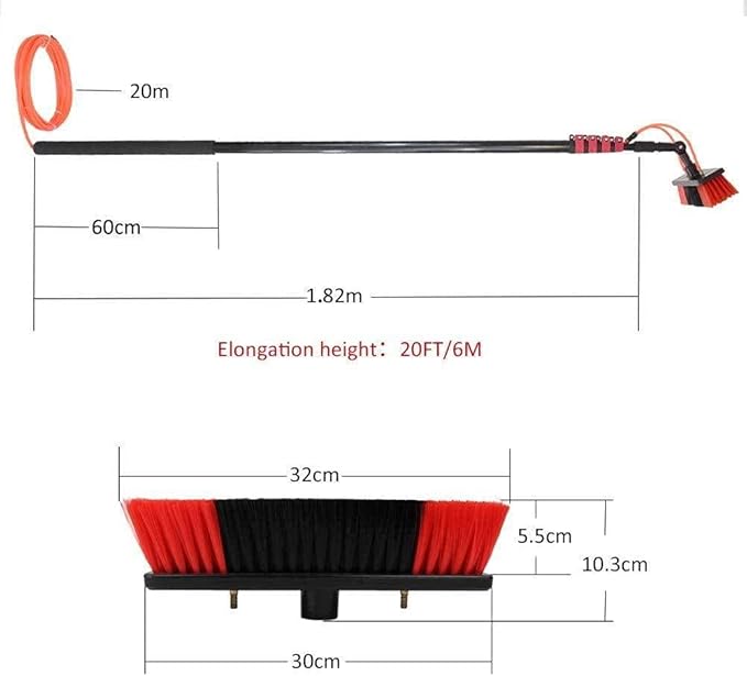 Photovoltaic and Solar Panels Window Cleaning Brush - Water Fed Telesbrush Kit for Trucks Windows - Efficient Extension Pole Window Cleaner