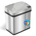 iTouchless 2.5 Gallon Bathroom Trash Can with Odor Control Automatic Motion Sensor Bin Soft-Close Stainless Steel Slim Wastebasket for Narrow Spaces Silver