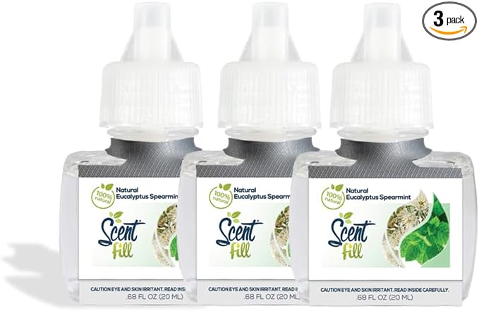 Scent Fill 100% Natural Eucalyptus Spearmint Plug in Air Freshener Scented Oil Refills 3 Refills