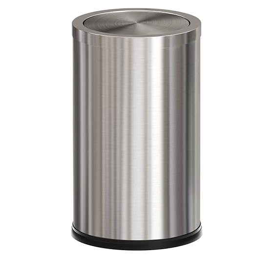 4.8GALStainless Steel Bathroom Trash Can with Lid Silver Trash Can with Flipping Lid Garbage cans for KitchenLiving RoomDental OfficeHotelGuest Room(4.7gal-Silver)