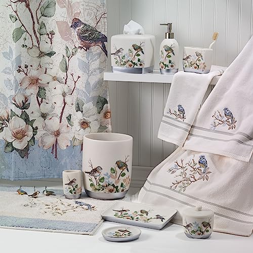 Avanti Linens - Waste Basket Decorative Trash Can Nature Design Bathroom Decor (Love Nest Collection)