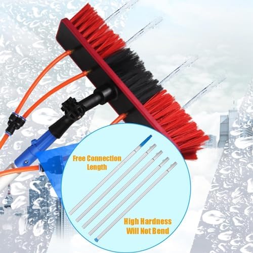 Glass Cleaning Brush Home Water Fed Telescopic Pole Kit Solar Panel Brush Rotating for Photovoltaic PanelSolar Panel Cleaning Brush Adjustable Water Fed Pole Cleaning Kit Water Fed Solar