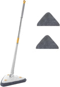 Extended Triangle Mop 360 Twist Squeeze Wringing XType Window Glass Toilet Bathrrom Floor Household Cleaning Ceiling Dusting(Green)